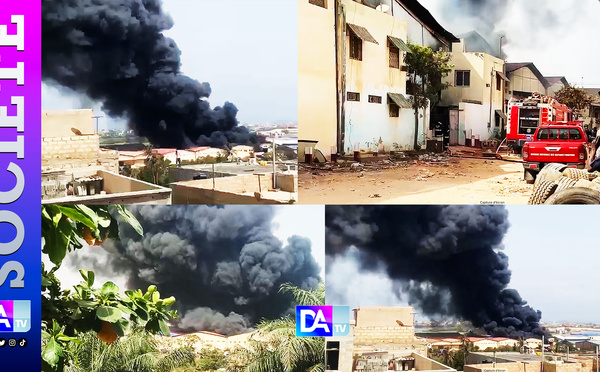 Technopole de Fadia : un violent incendie ravage des dépôts, importante mobilisation des sapeurs pompiers