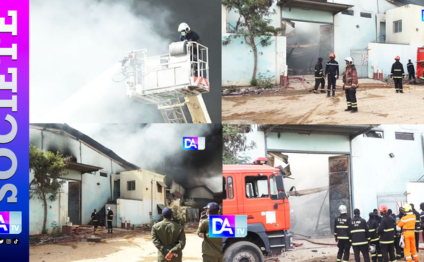Technopole de Fadia : sept heures de lutte contre un incendie d'une rare violence, les sapeurs pompiers déploient d'importants moyens