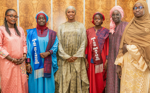 La Première Dame Marie Khone Faye reçoit les lauréates nationales des concours Miss Sciences et Miss Mathématiques 2026