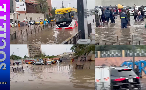 Dakar sous les eaux : les fortes pluies submergent des voies du BRT et compliquent les déplacements