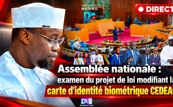 🛑 DIRECT – Assemblée nationale : examen du projet de loi modifiant la carte d’identité biométrique CEDEAO
