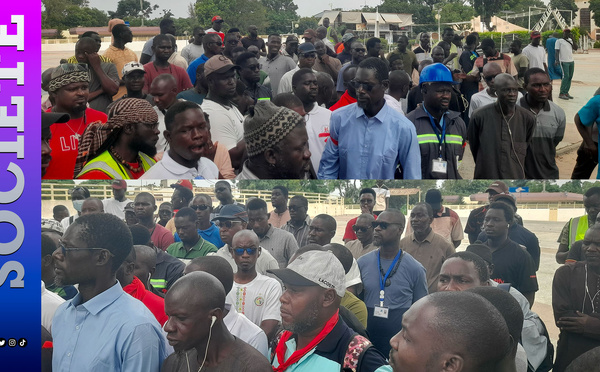 Sit-in à Thiès: les travailleurs des ciments du Sahel arborent des brassards rouges et interpellent l'État