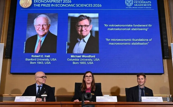 Le prix Nobel d'économie 2026 est attribué aux Américains Robert E. Hall et Michael Woodford