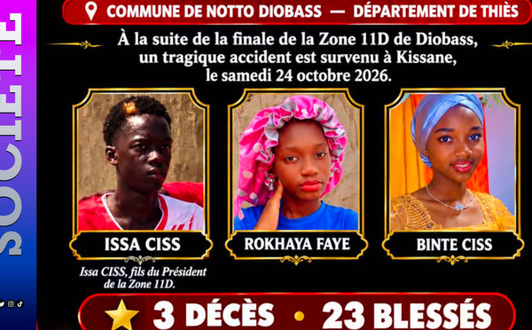 Notto Diobasse: Un accident tragique fait 3 morts et 23 blessés