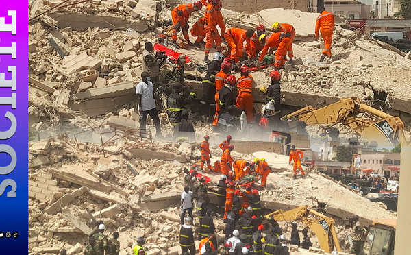 Éffondrement d'un immeuble R-5 à Thiès: deux ouvriers vivants viennent d'être extraits des décombres